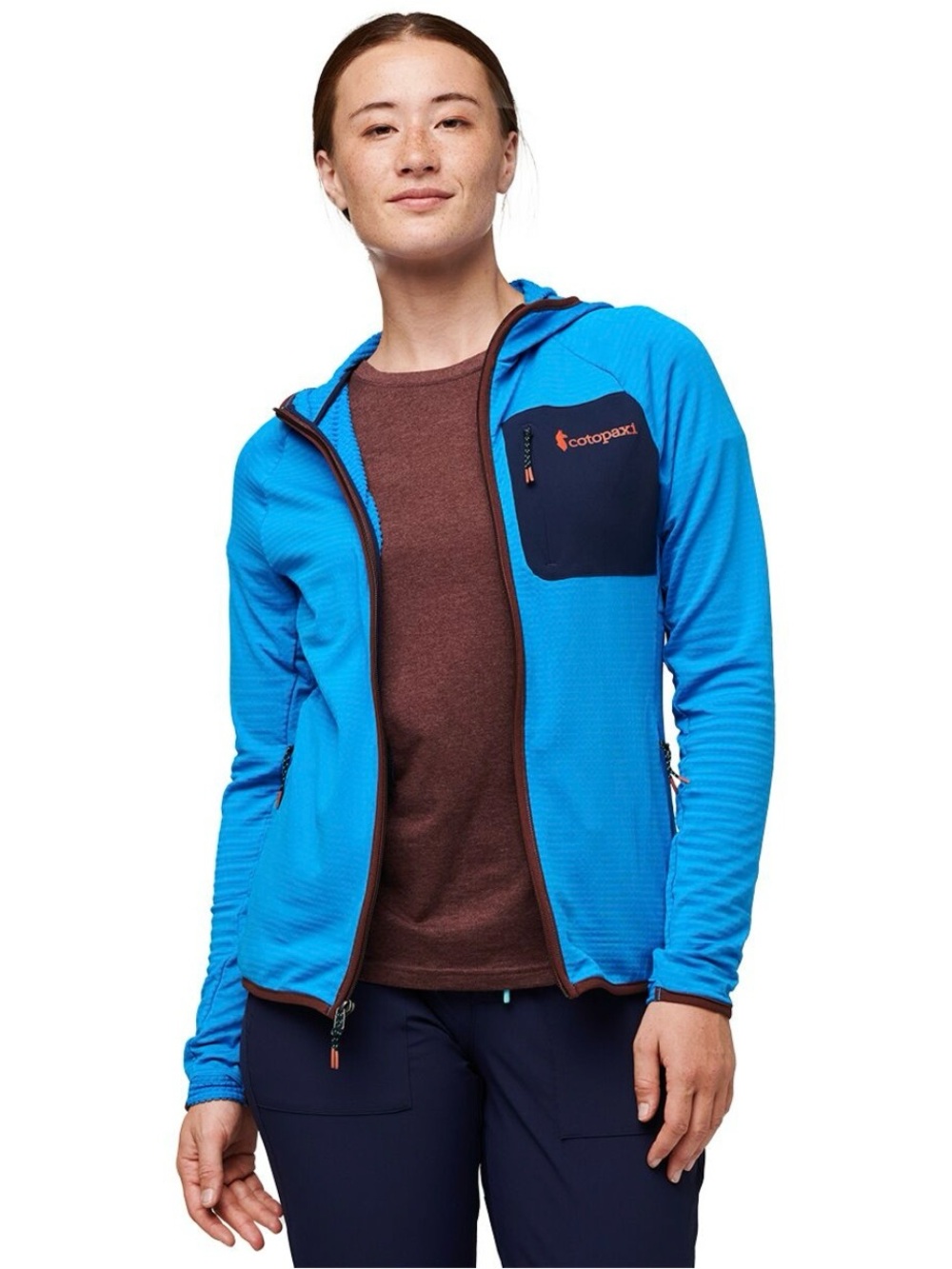 cotopaxi Electric Blue Hooded Layer with Navy Trim